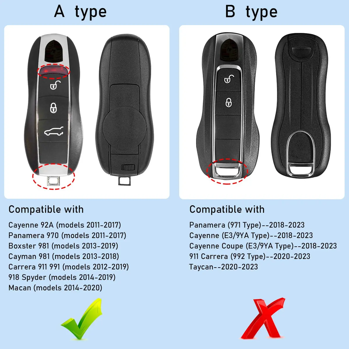 Jaronx Compatible with Porsche Key Fob Cover for Cayenne Panamera Macan | Scratch-Resistant ABS, Custom Fit - view 2