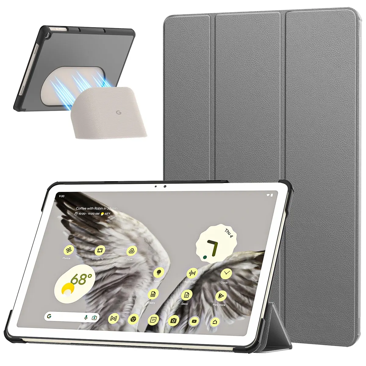 MoKo for Google Pixel Tablet Case 2023 11 inch, Gray | Slim Trifold Stand with Impact-Resistant PC Back - main product image