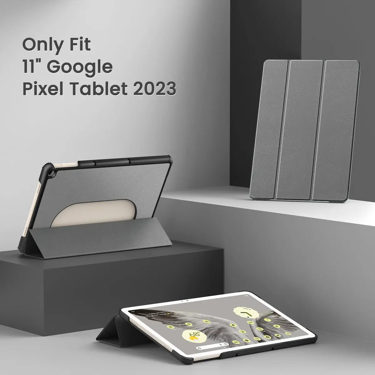 MoKo for Google Pixel Tablet Case 2023 11 inch, Gray | Slim Trifold Stand with Impact-Resistant PC Back - view 2