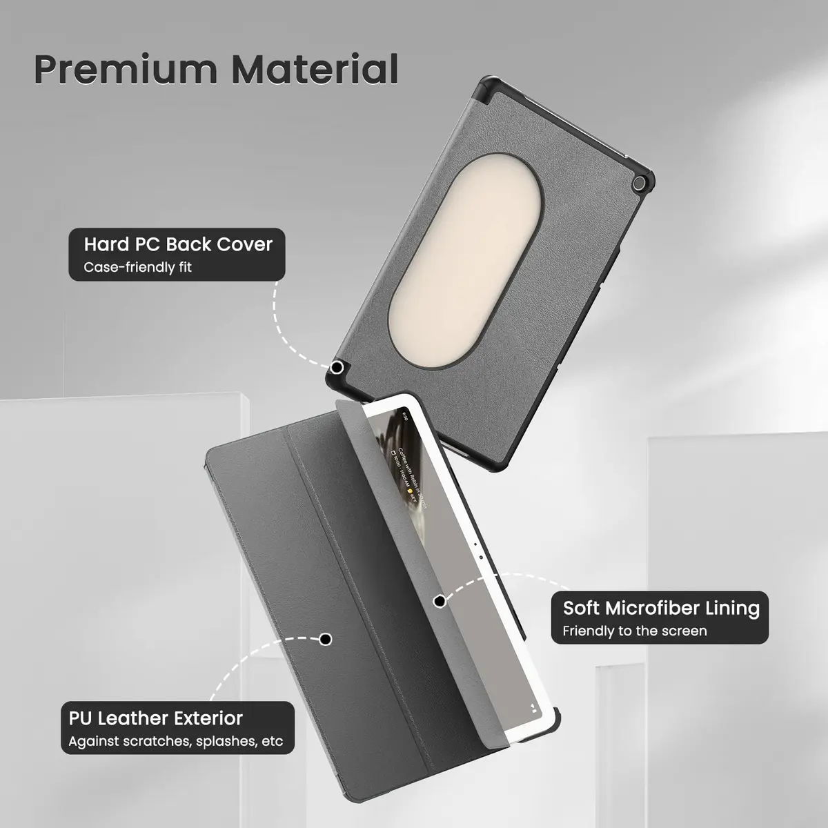 MoKo for Google Pixel Tablet Case 2023 11 inch, Gray | Slim Trifold Stand with Impact-Resistant PC Back - view 3