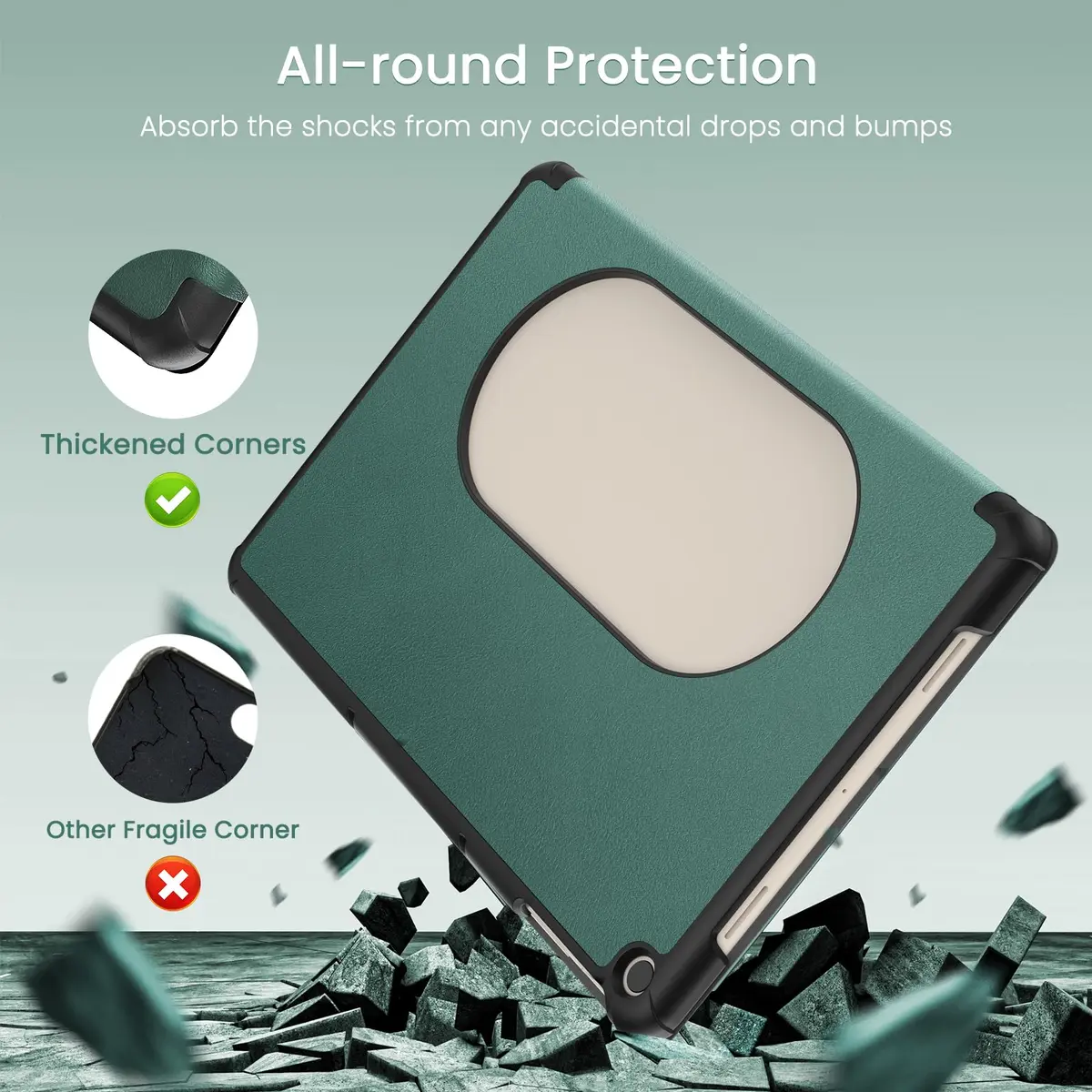 MoKo Dark Green Trifold Stand Case for Google Pixel Tablet 11 inch 2023 | Slim PU Leather TPU Back Full Protector - view 5