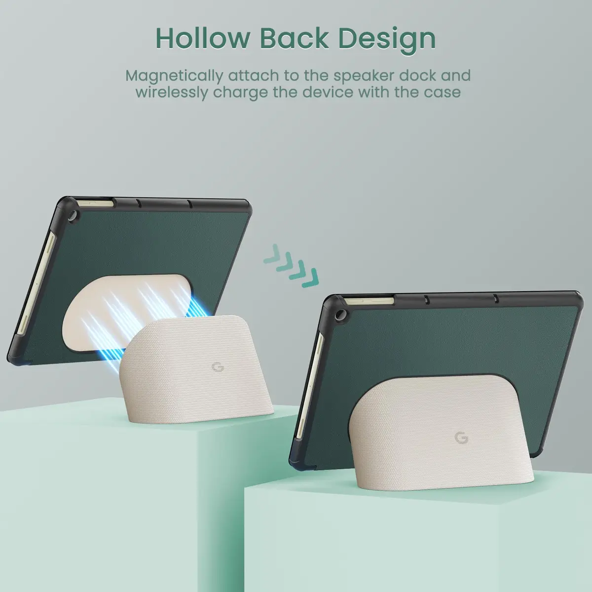 MoKo Dark Green Trifold Stand Case for Google Pixel Tablet 11 inch 2023 | Slim PU Leather TPU Back Full Protector - view 6