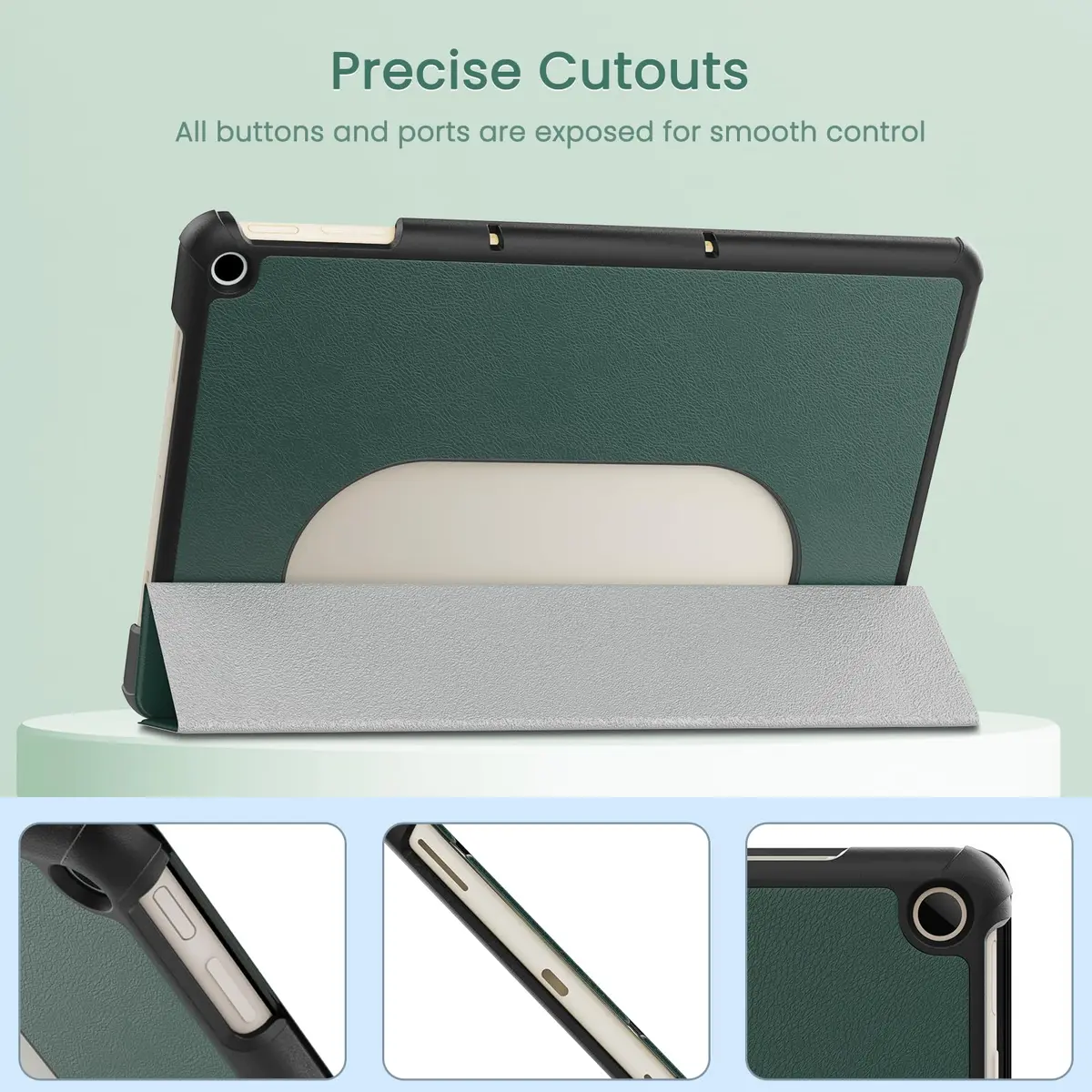 MoKo Dark Green Trifold Stand Case for Google Pixel Tablet 11 inch 2023 | Slim PU Leather TPU Back Full Protector - view 7