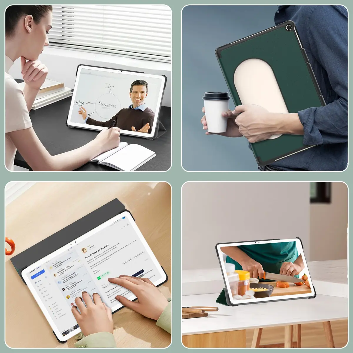 MoKo Dark Green Trifold Stand Case for Google Pixel Tablet 11 inch 2023 | Slim PU Leather TPU Back Full Protector - view 9