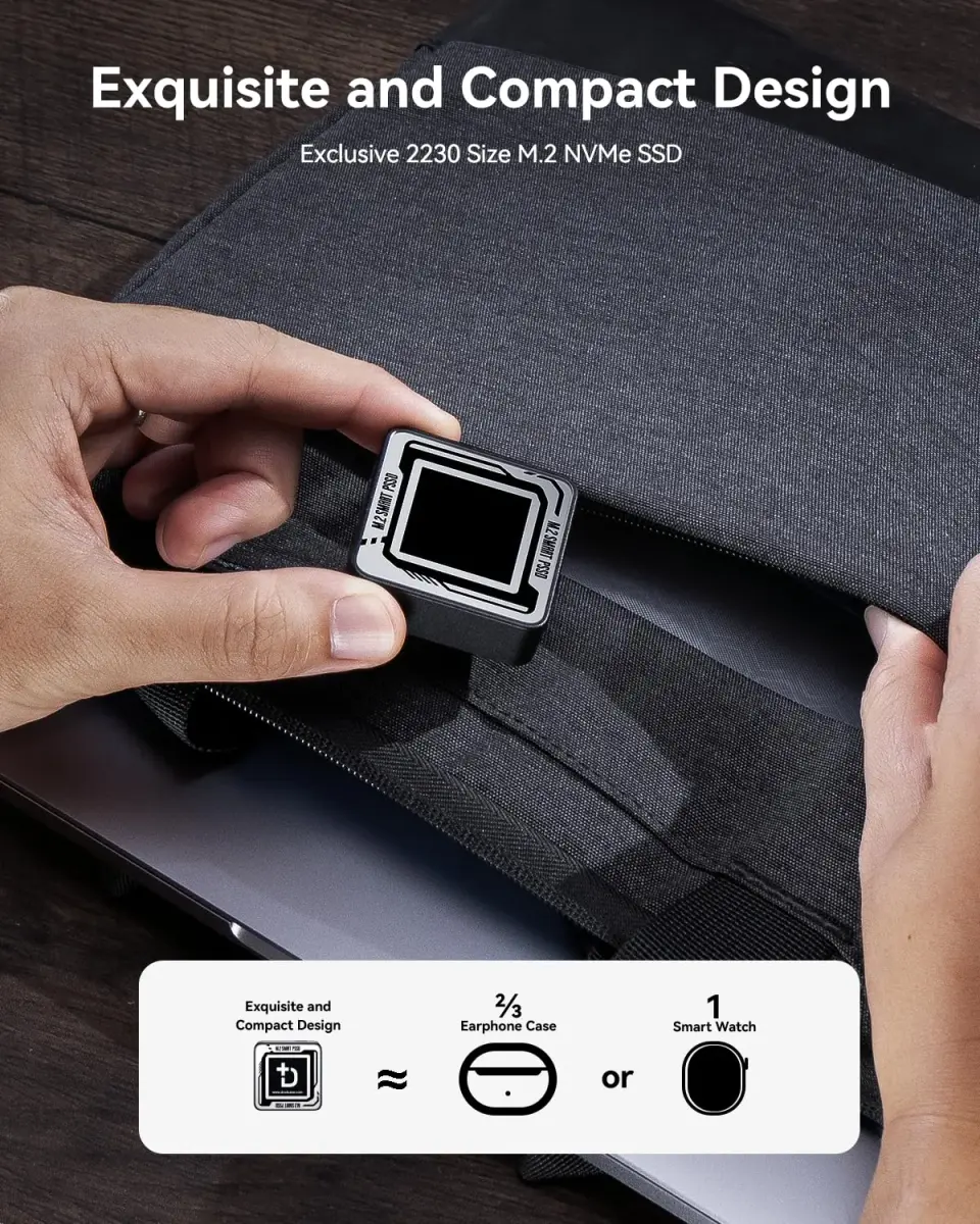 DockCase Pocket M.2 2230 NVMe SSD Enclosure Black | USB 3.2 Gen 2 10Gbps with 3s PLP - view 3