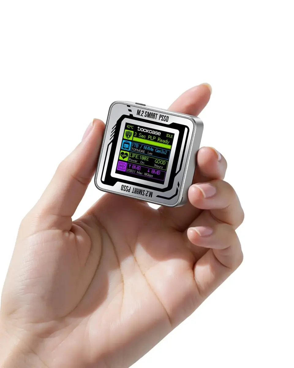 DockCase Pocket M.2 2230 NVMe SSD Enclosure Silver | USB 3.2 Gen 2 10Gbps Type-C for PCIe M-Key B+M Key UASP - main product image