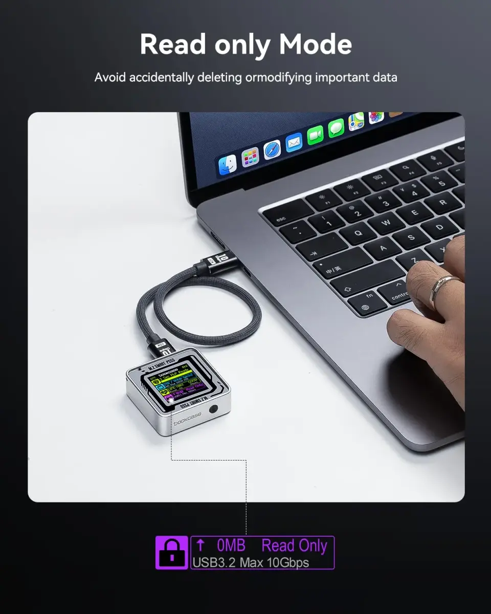 DockCase Pocket M.2 2230 NVMe SSD Enclosure Silver | USB 3.2 Gen 2 10Gbps Type-C for PCIe M-Key B+M Key UASP - view 6