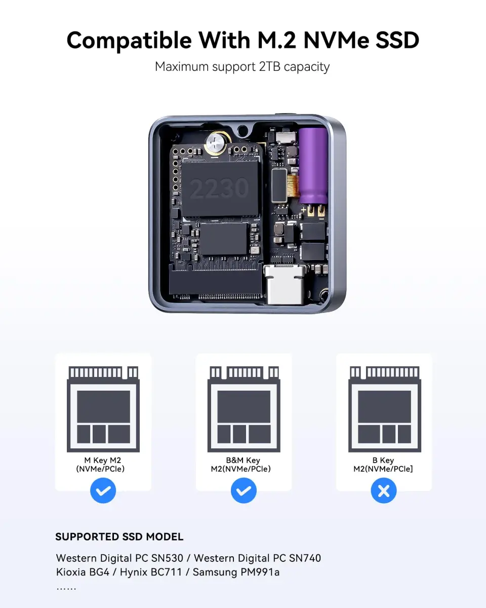 DockCase Pocket M.2 2230 NVMe SSD Enclosure 2230mm (8.7mm) | Power Loss Protection for Data Safety - view 7