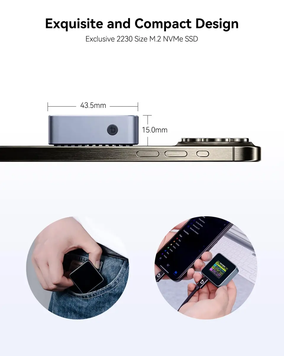 DockCase Pocket M.2 2230 NVMe SSD Enclosure 2230mm (8.7mm) | Power Loss Protection for Data Safety - view 4
