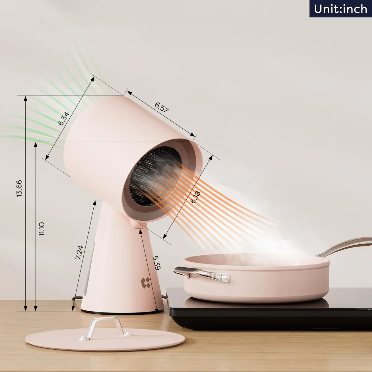 CIARRA Portable Range Hood with 2-Speed Exhaust Fan & Detachable Filter, Pink | Triple-Layer Filtration for Superior Smoke & Odor Removal - view 6