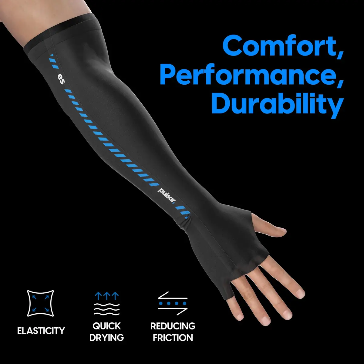 Pulsar Gaming Gears Finger Long Gaming Arm Sleeve, Large, Black | Reduces Friction for Consistent Aim - view 3