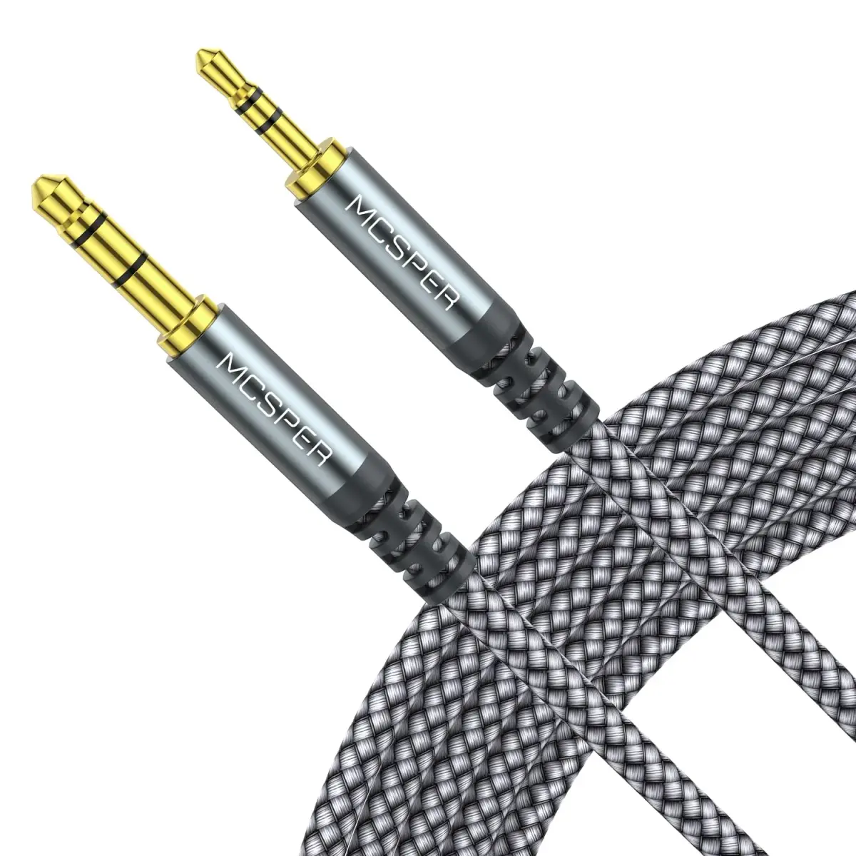 MCSPER 2-Pack 3.5mm to 2.5mm Aux Audio Cable (5FT) | Nylon Braided, Gold-Plated Connectors - main product image