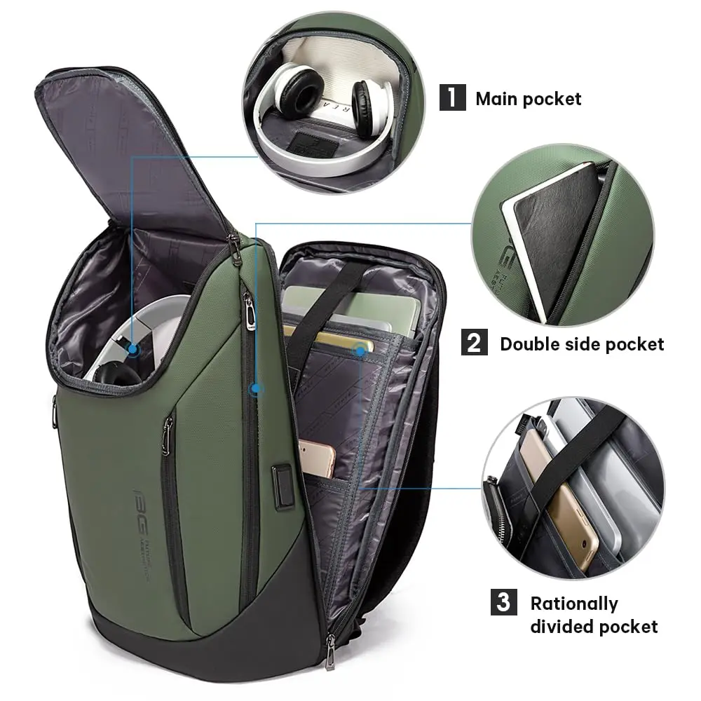 BANGE Business Waterproof Laptop Backpack 15.6" | Durable Travel & Business Bag with USB Port - view 2