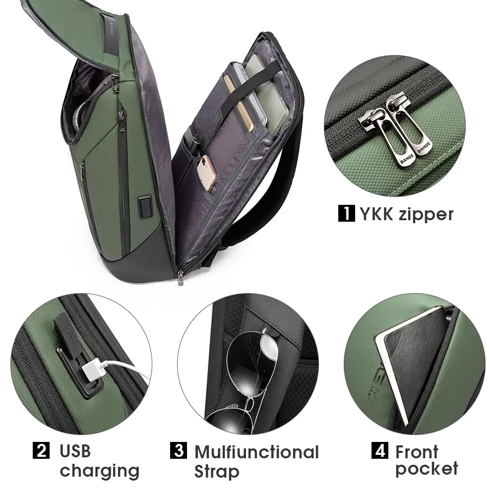 BANGE Business Waterproof Laptop Backpack 15.6" | Durable Travel & Business Bag with USB Port - view 4