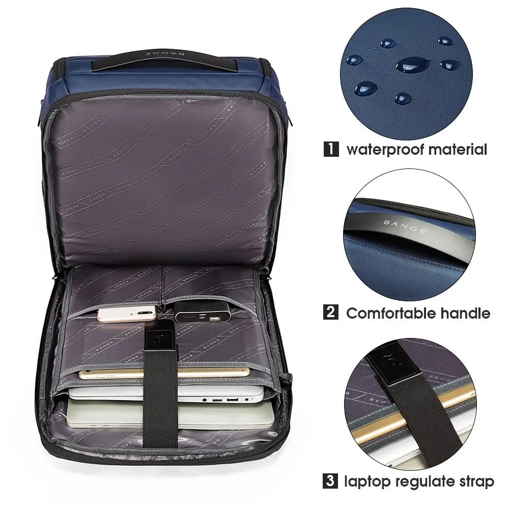 BANGE Business Smart Backpack Waterproof Fit 15.6 Inch Laptop Backpack with USB Charging Port, Travel Durable Backpack (36cm x 18cm x 45cm / 14.2" x 7.1" x 17.7") - view 6