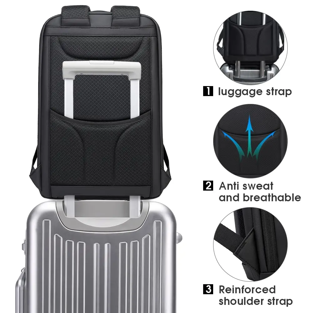 BANGE Business Smart Backpack Waterproof Fit 15.6 Inch Laptop Backpack with USB Charging Port, Travel Durable Backpack (36cm x 18cm x 45cm / 14.2" x 7.1" x 17.7") - view 3