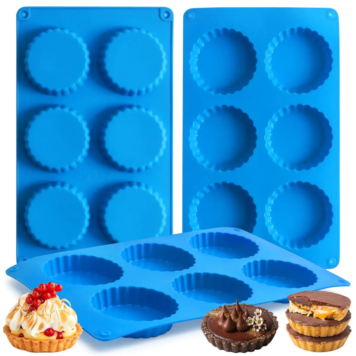 Sidosir 3pcs Peanut Butter Cup Mold | Silicone Mini Tart Pan for Fat Bombs & Brownies (-40°C to 230°C) - main product image