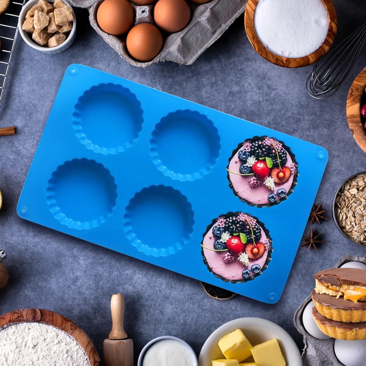 Sidosir 3pcs Peanut Butter Cup Mold | Silicone Mini Tart Pan for Fat Bombs & Brownies (-40°C to 230°C) - view 5