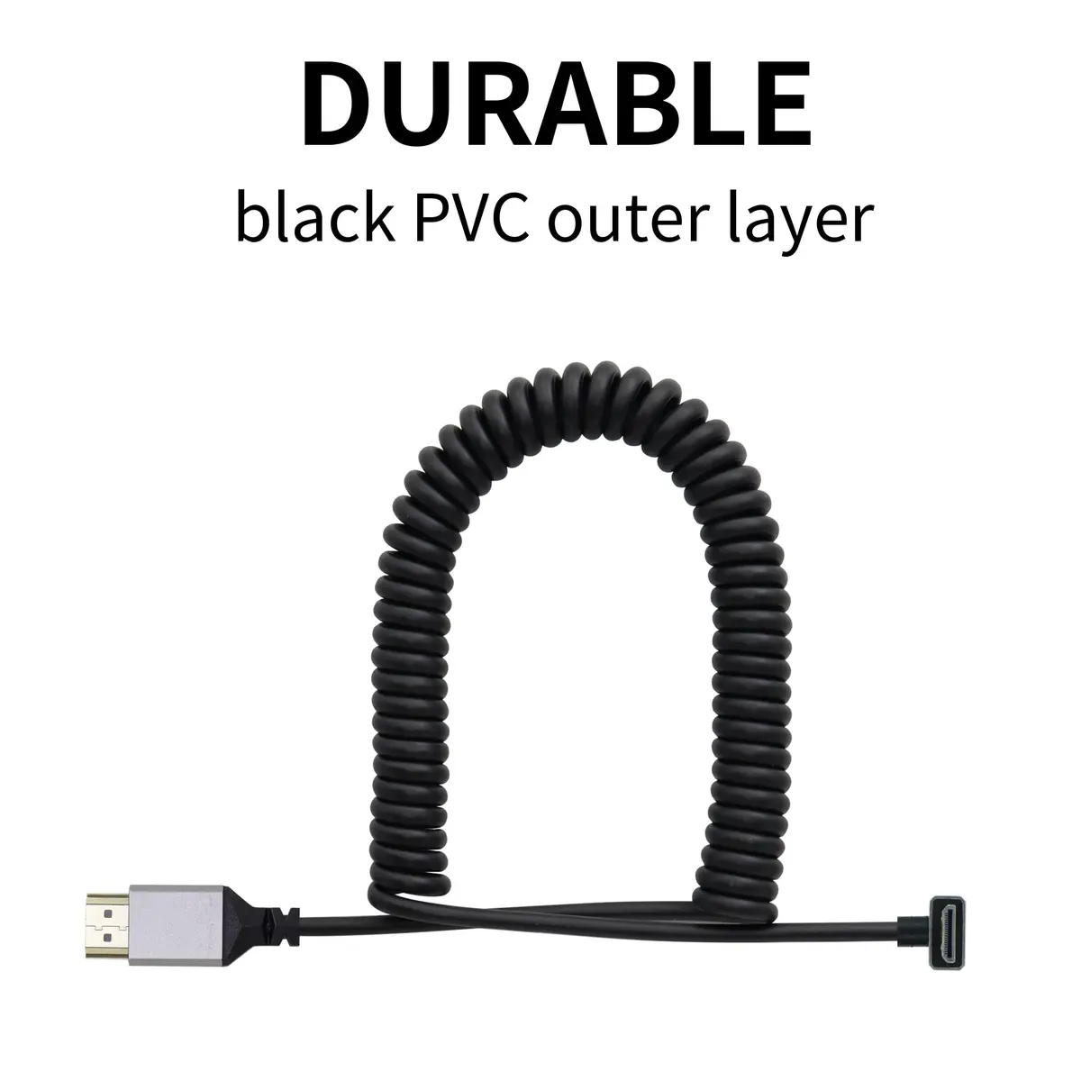 RIIEYOCA 90 Degree Down Angle UHD 4K Mini HDTV Male to HDTV Male 18Gbps Coiled Cable Supports 4K@60Hz,1080p,ARC,3D - view 2
