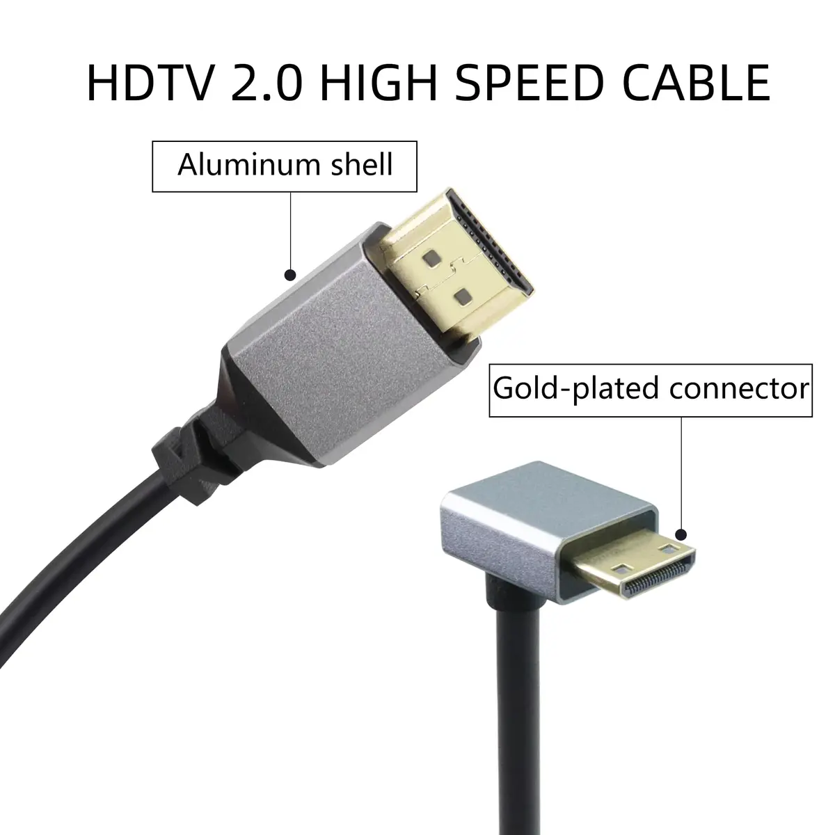 RIIEYOCA 90 Degree Down Angle UHD 4K Mini HDTV Male to HDTV Male 18Gbps Coiled Cable Supports 4K@60Hz,1080p,ARC,3D - view 3