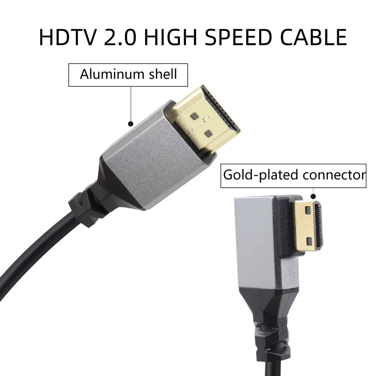 RIIEYOCA 90 Degree Right Angle UHD 4K Mini HDTV to HDTV Coiled Cable 1.5m (5ft) | Supports 4K@60Hz, 18Gbps - view 2