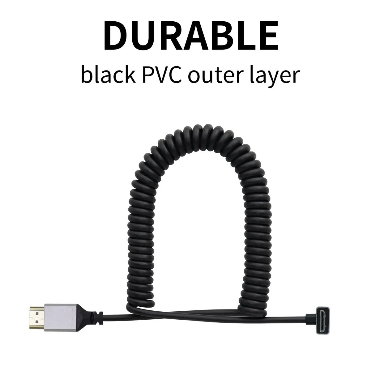 RIIEYOCA 90 Degree UHD 4K Mini HDTV Male to HDTV Male Coiled Cable Supports 4K@60Hz,1080p,ARC,3D,Stretchable to 1.5M/5FT - view 2