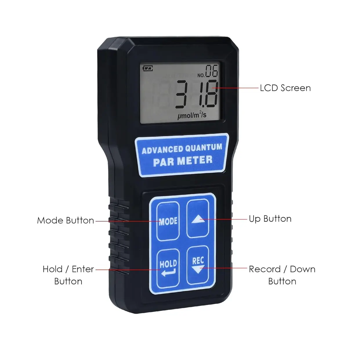 Landtek PAR Meter Quantum Par Meter for LED Grow Lights 400-700nm | Data Logging & Calibration (110-130 words) - view 6