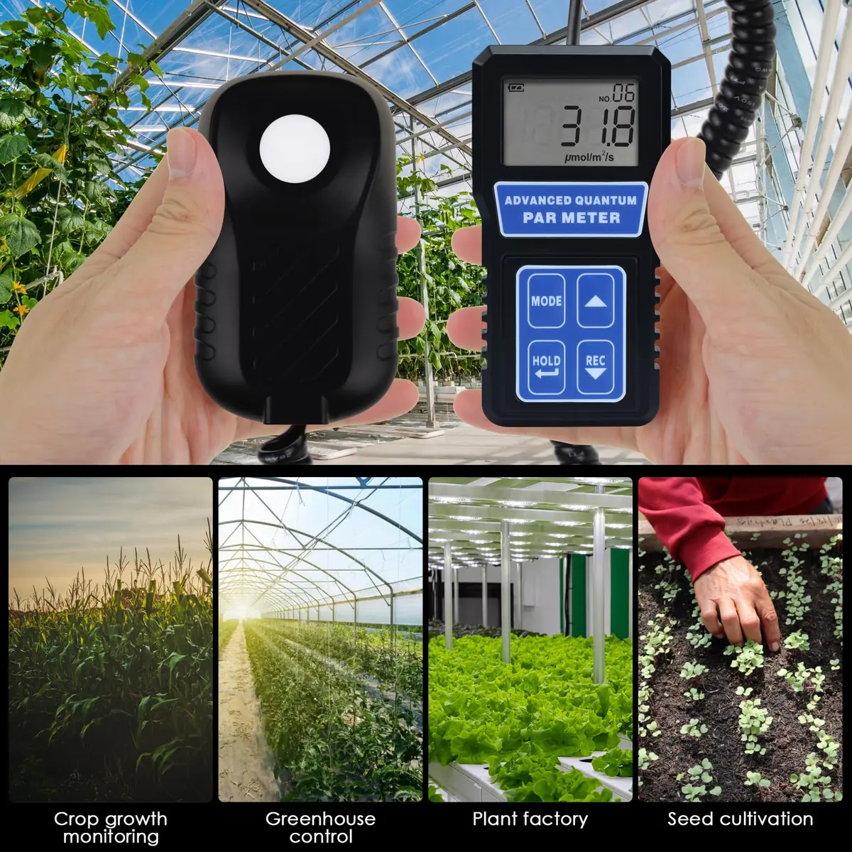 Landtek PAR Meter Quantum Par Meter for LED Grow Lights 400-700nm | Data Logging & Calibration (110-130 words) - view 2