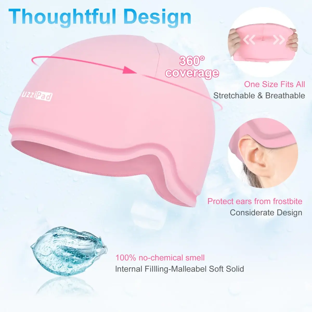 SUZZIPAD Chemo Cooling Cap for Chemotherapy Care, Pink, One Size | 360° Full-Head Cold Therapy - view 4