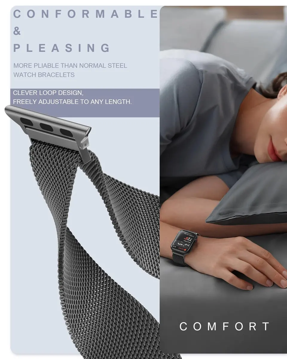 BRG Stainless Steel Loop for Apple Watch 38mm-49mm | Magnetic Clasp Replacement Band for Series Ultra SE 8 7 6 5 4 3 2 1 - view 4