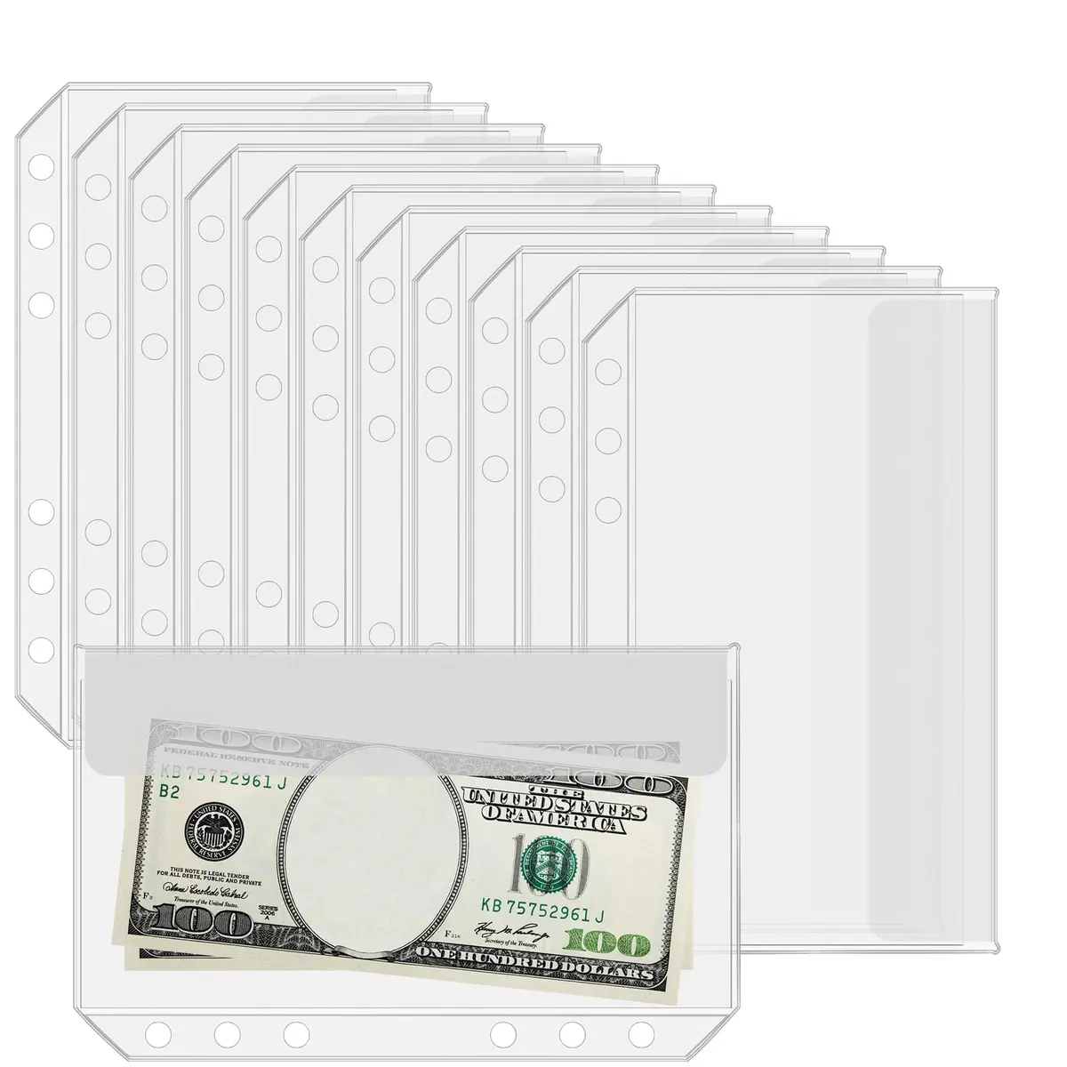 Antner A6 Binder Pockets 6.9 x 4.1 Inches (17.5 x 10.4 cm) — 12-Pack Zipless Clear PVC - main product image