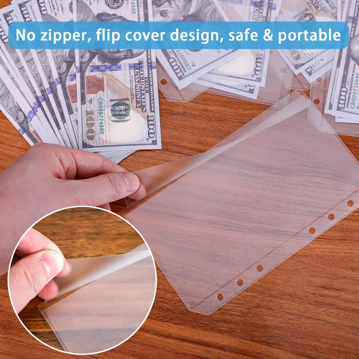 Antner A6 Binder Pockets 6.9 x 4.1 Inches (17.5 x 10.4 cm) — 12-Pack Zipless Clear PVC - view 3