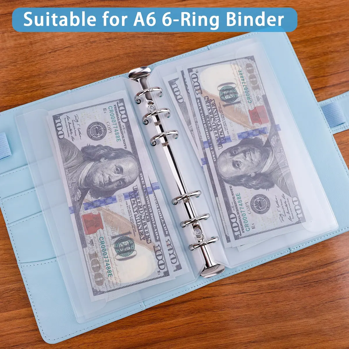 Antner A6 Binder Pockets 6.9 x 4.1 Inches (17.5 x 10.4 cm) — 12-Pack Zipless Clear PVC - view 4