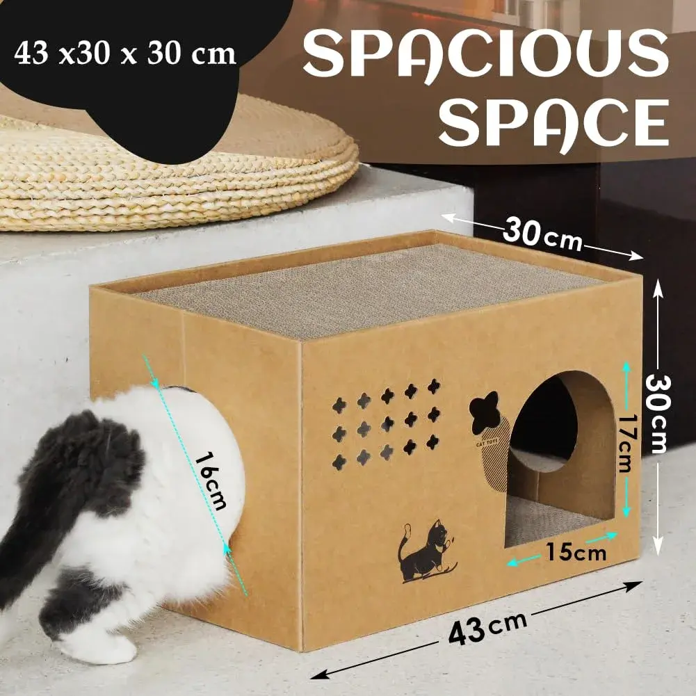 ARGOPET Cactus Cat Cardboard House with 2 Scratching Pads 30.1 cm (11.8 in) | Recycled Corrugated Board Villa for Indoor Cats - view 7