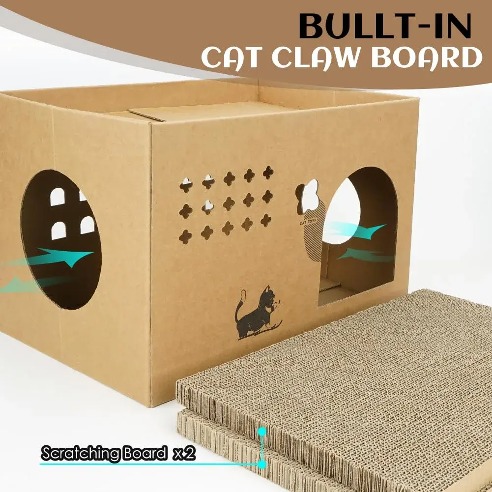 ARGOPET Cactus Cat Cardboard House with 2 Scratching Pads 30.1 cm (11.8 in) | Recycled Corrugated Board Villa for Indoor Cats - view 3
