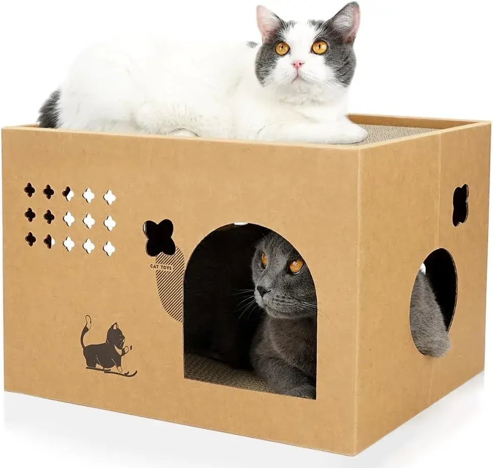 ARGOPET Cactus Cat Cardboard House with 2 Scratching Pads 30.1 cm (11.8 in) | Recycled Corrugated Board Villa for Indoor Cats - view 4