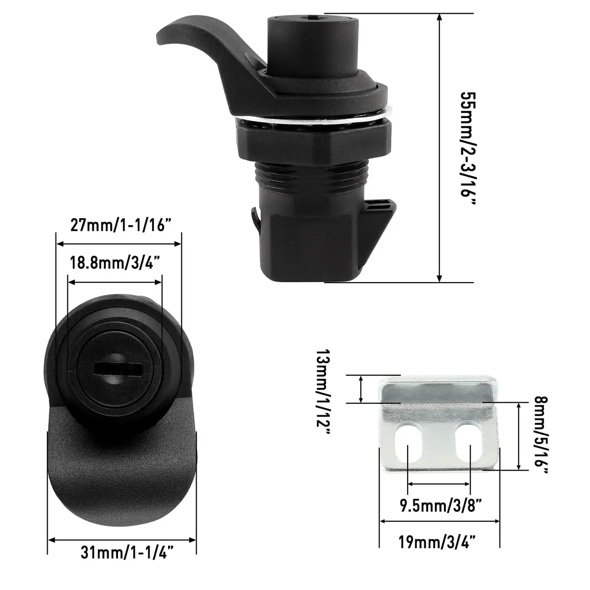 HOWDIA Push Button Lock Glove Box Latch 55MM | Durable Marine & Tool Box Replacement - view 2