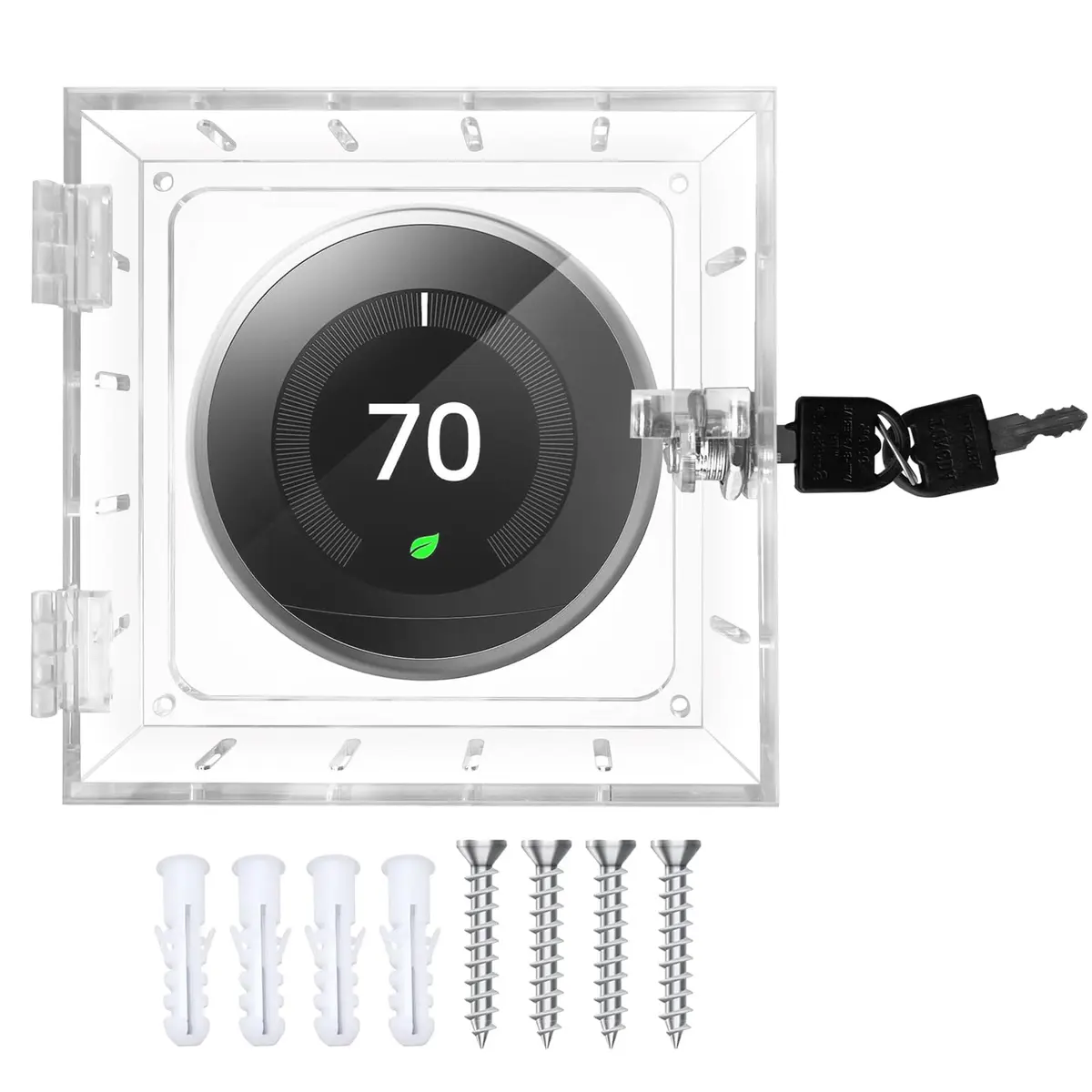 Young Dance Thermostat Lock Box with 2 Keys, Clear Acrylic Cover for Small Thermostats | Prevents Tampering & Unauthorized Adjustments - main product image