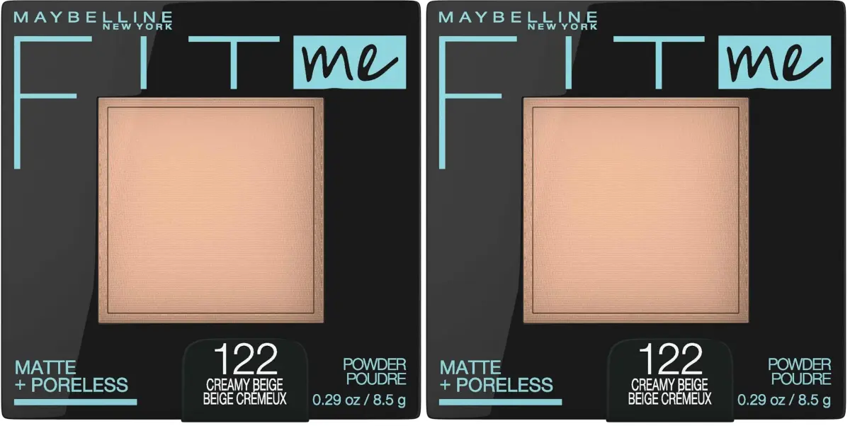 Maybelline Fit Me Matte + Poreless Pressed Face Powder Makeup & Setting Powder, Creamy Beige, 7.65 g (0.27 oz) (Pack of 2) | Natural Matte Finish for Normal to Oily Skin - main product image