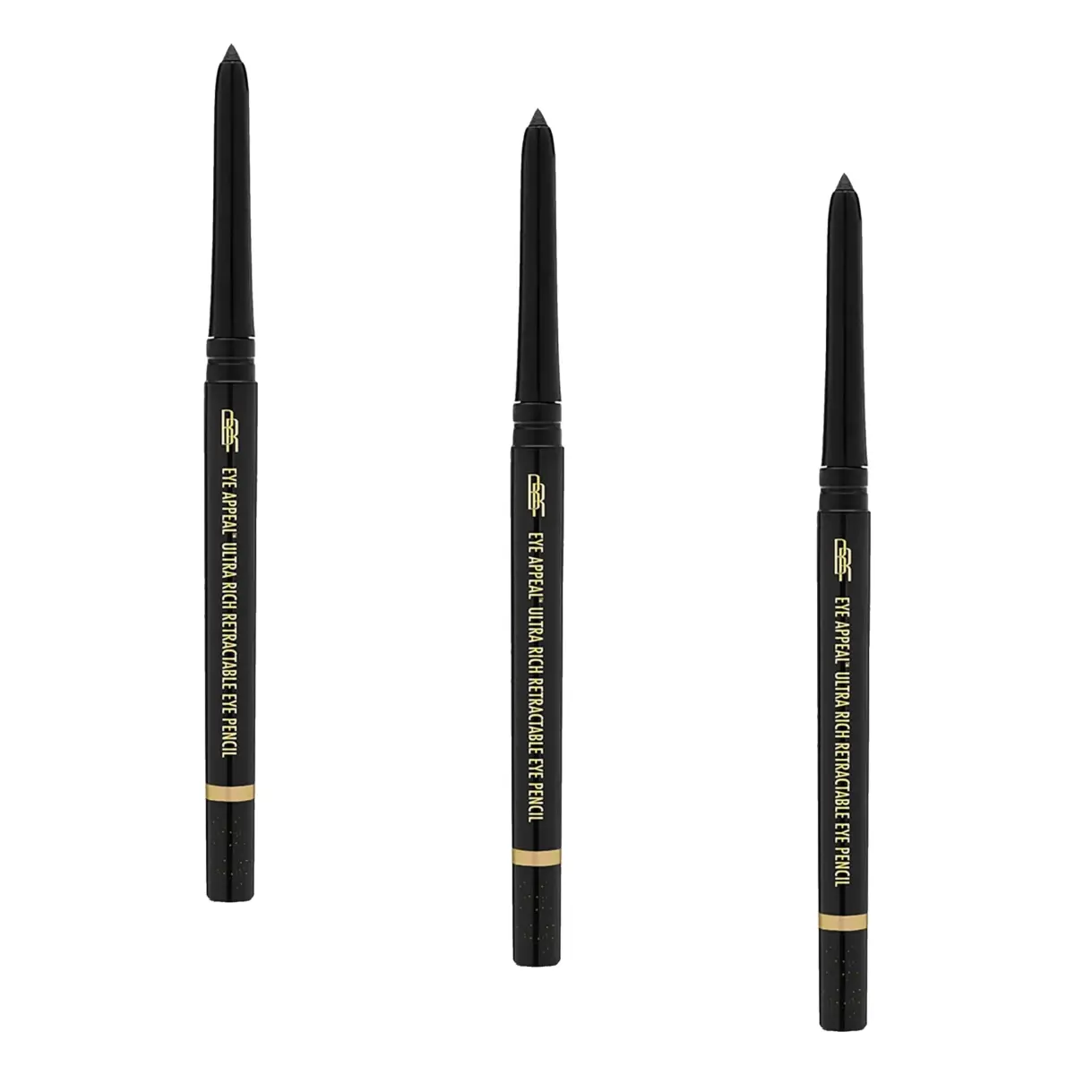 Black Radiance Eye Appeal Eyeliner Pencil Retractable, Sparkling Black, 0.008 oz (Pack of 3) | Pigment-Rich Color for Eyelids - main product image