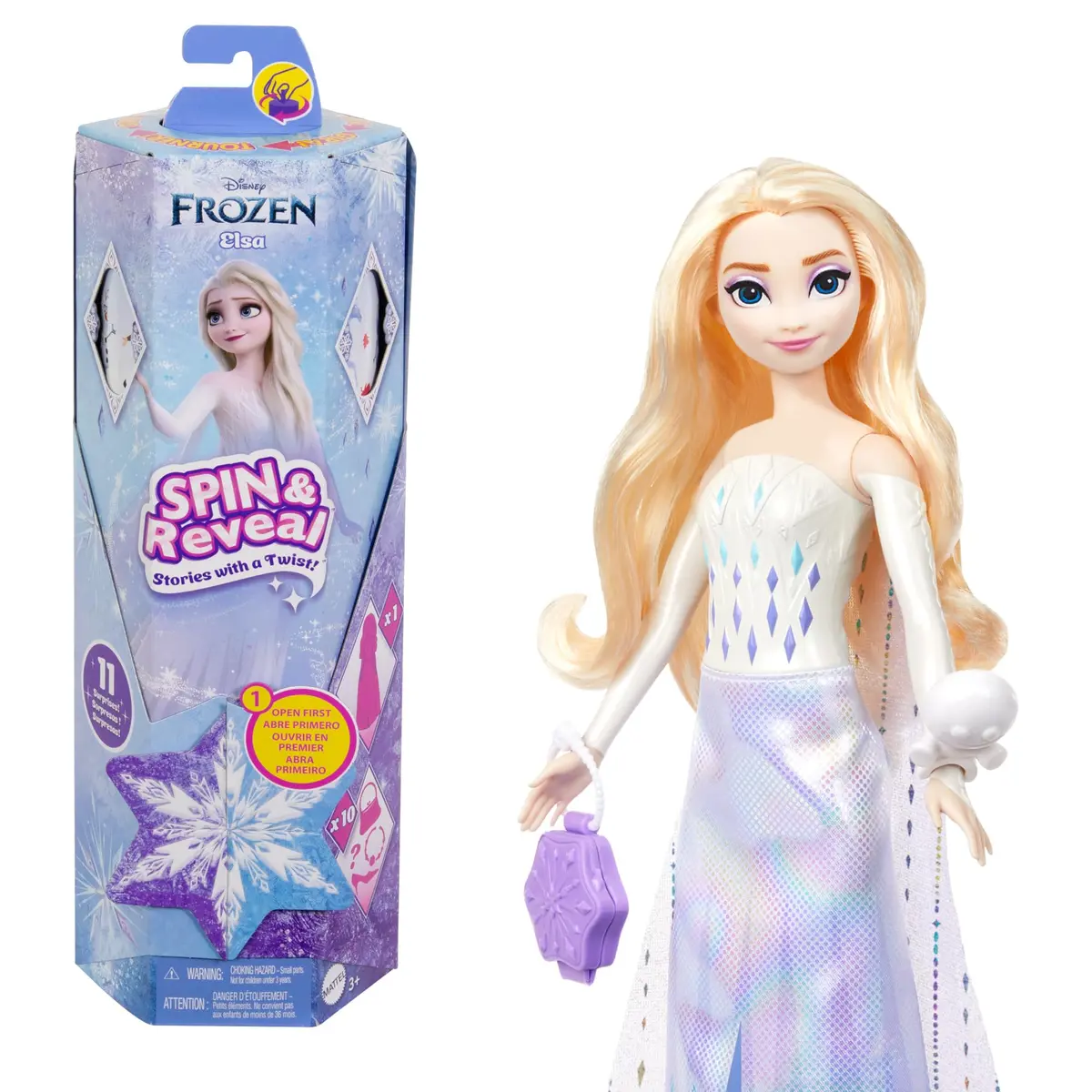 Mattel Disney Frozen Elsa Fashion Doll Set, Spin & Reveal with 11 Surprises, Inspired by the Movie - main product image