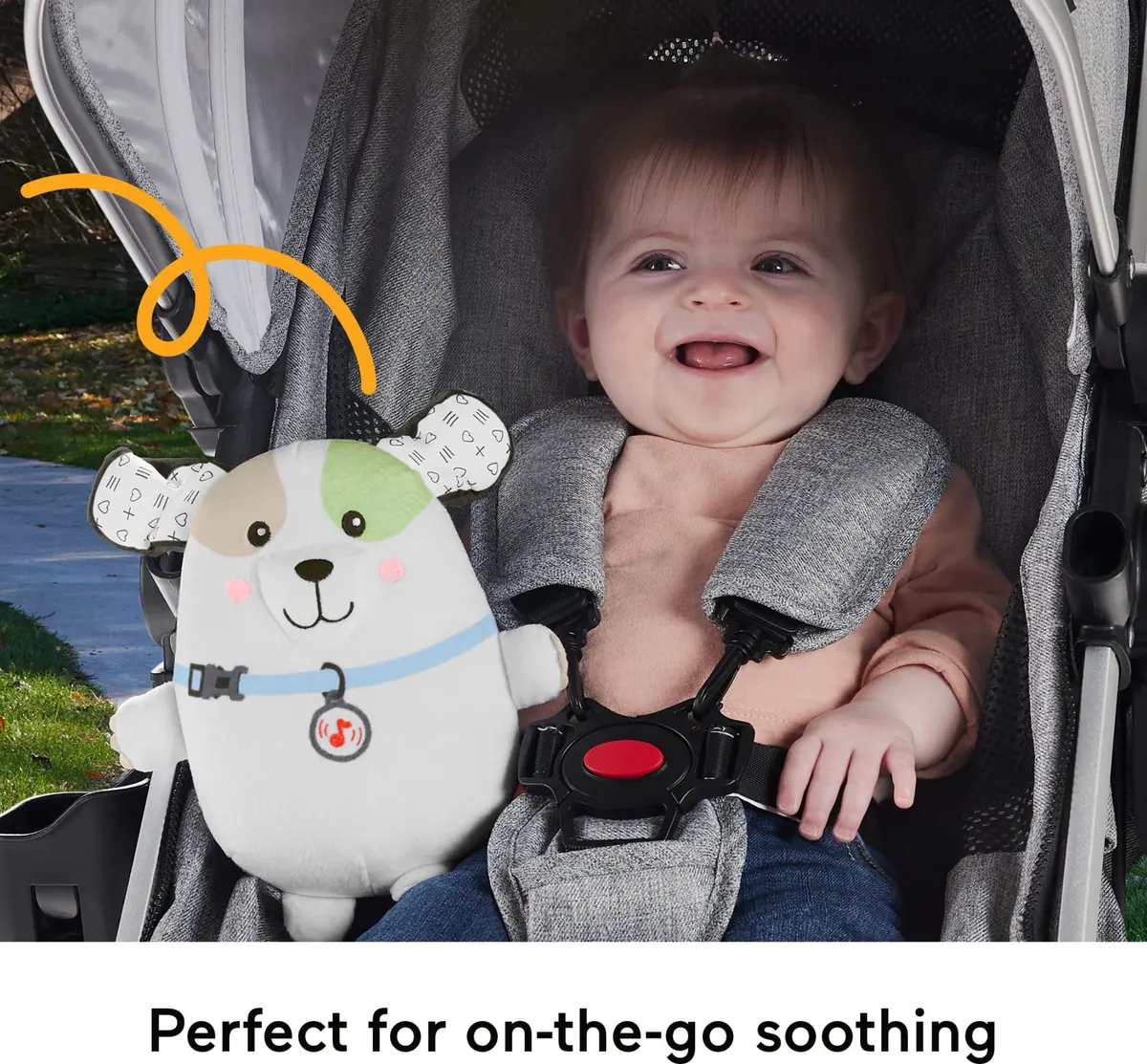 Fisher-Price Calming Vibes Puppy Soother Plush Sound Machine 18cm (7.13 inches) | Soothes Newborns with Music, Sounds & Vibrations - view 4