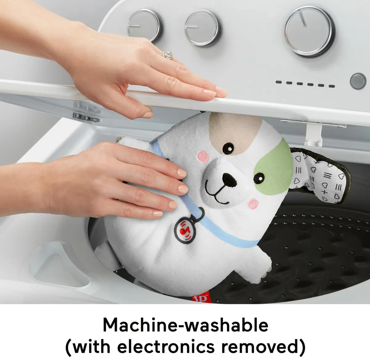 Fisher-Price Calming Vibes Puppy Soother Plush Sound Machine 18cm (7.13 inches) | Soothes Newborns with Music, Sounds & Vibrations - view 5