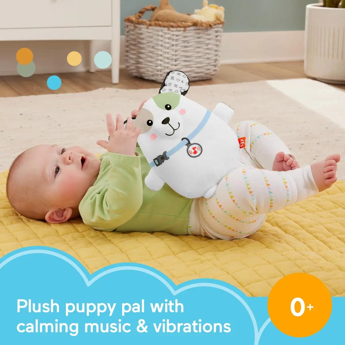 Fisher-Price Calming Vibes Puppy Soother Plush Sound Machine 18cm (7.13 inches) | Soothes Newborns with Music, Sounds & Vibrations - view 2