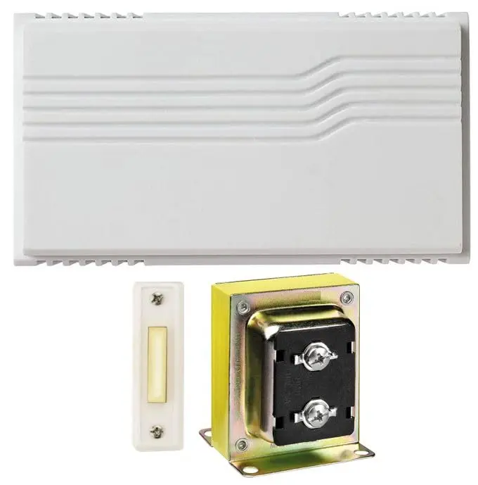 Newhouse Hardware Two Note Wired Door Bell Chime Kit with Transformer & Lighted Push Button | Classic Design Chime Kit - main product image