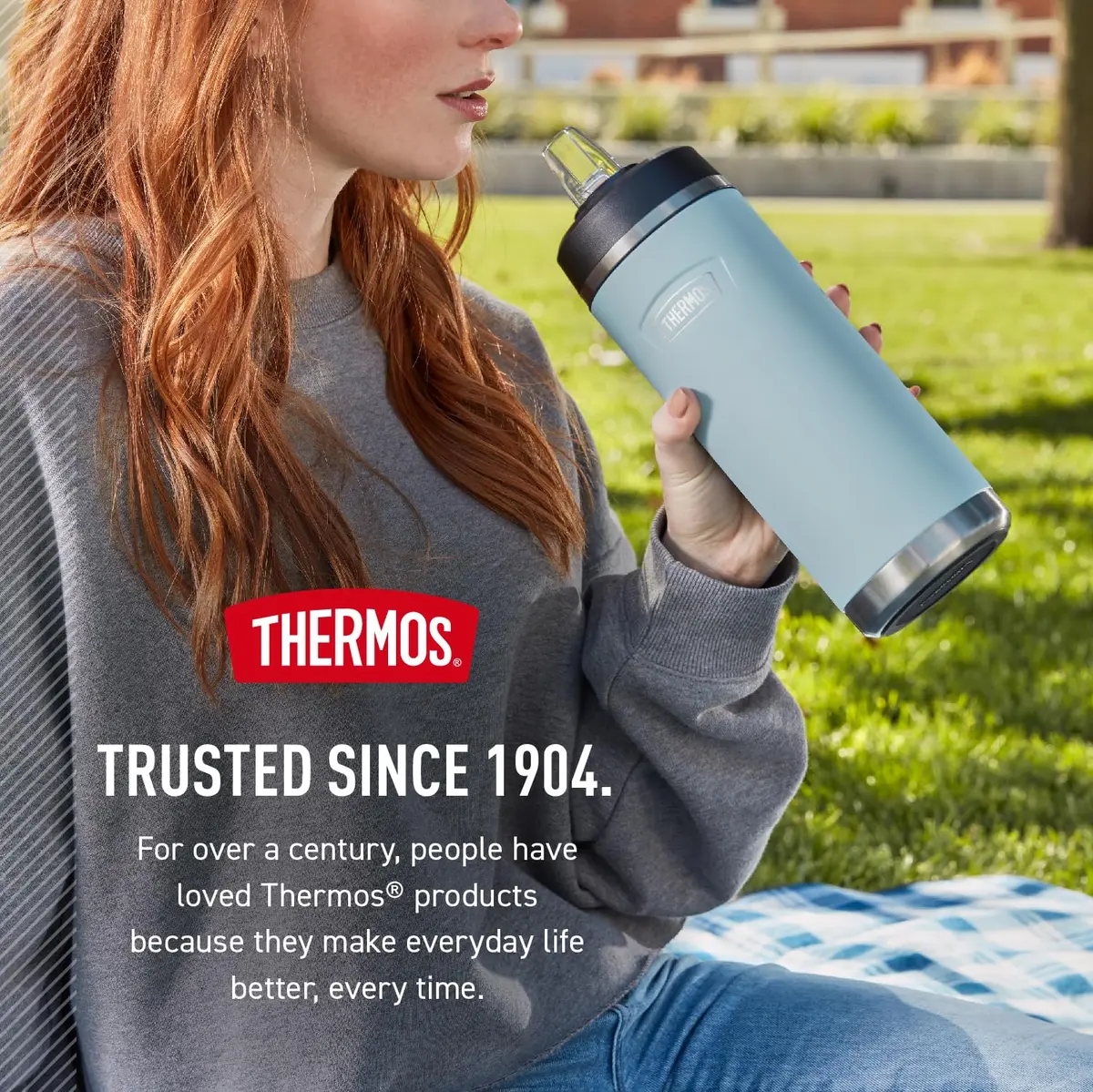 THERMOS ICON SERIES Stainless Steel Water Bottle with Straw Lid 32 Ounce | Keeps Drinks Cold 24H - view 8