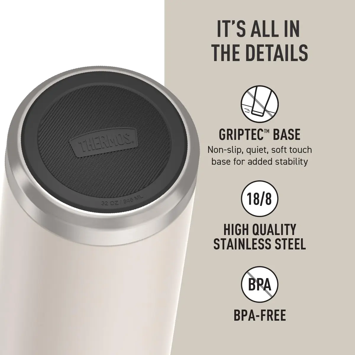 THERMOS ICON SERIES Stainless Steel Water Bottle with Straw Lid 32 Ounce | Keeps Drinks Cold 24H - view 4