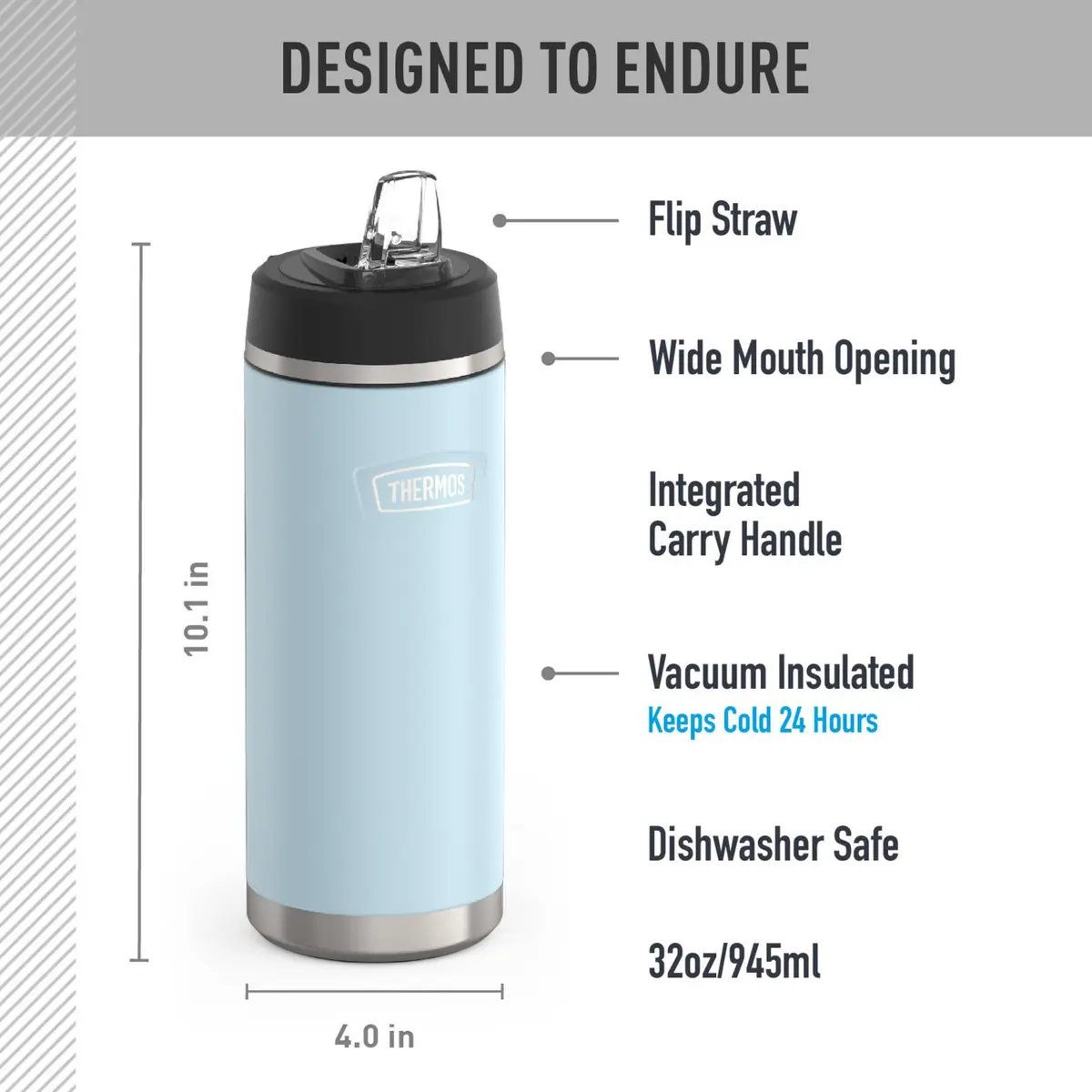 THERMOS ICON SERIES Stainless Steel Water Bottle with Straw Lid 32oz | Keeps Drinks Cold 24H - view 2