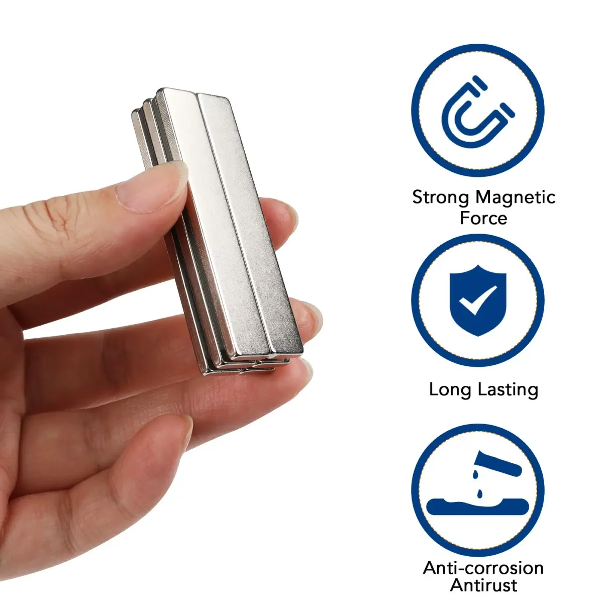 TRYMAG Strong Neodymium Bar Magnets 12 Pack 60x10x3mm | Powerful Rare Earth Magnets with Adhesive - view 4