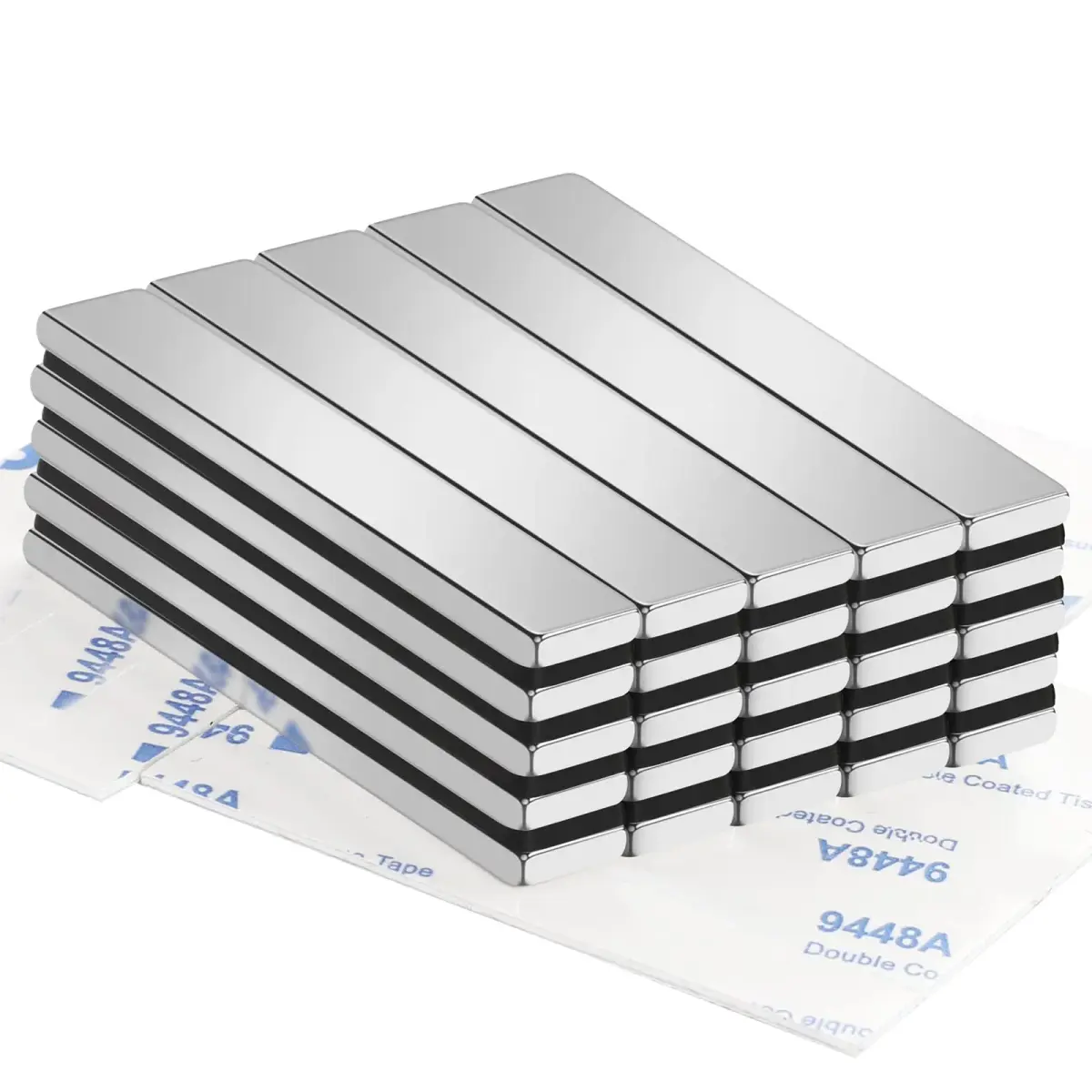 TRYMAG Strong Neodymium Bar Magnets with Adhesive Backing 60x10x3mm (25 Pack) | 18 lb Pull Force Utility Magnets - main product image